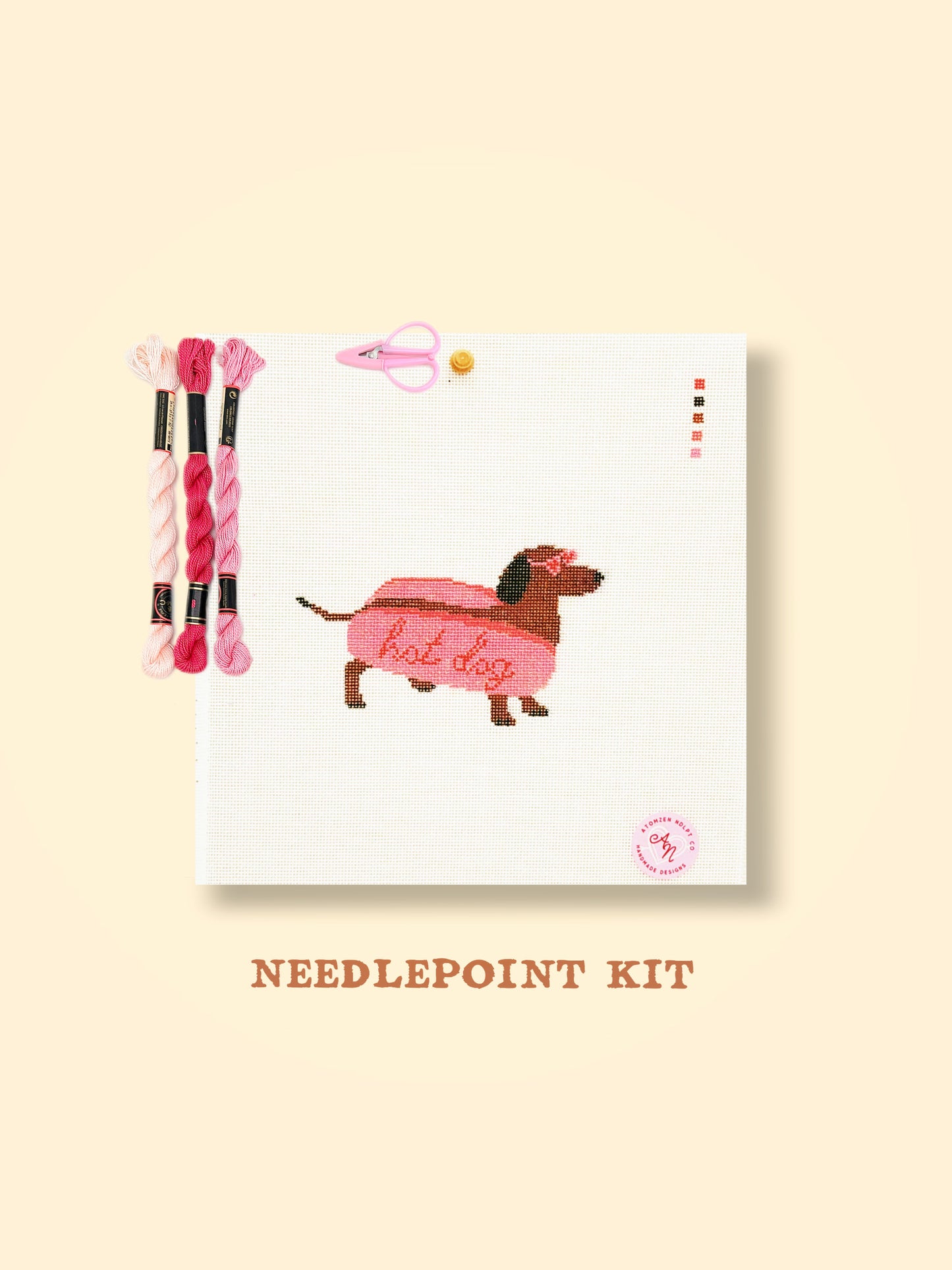 Hot Dog Dachshund Needlepoint Kit