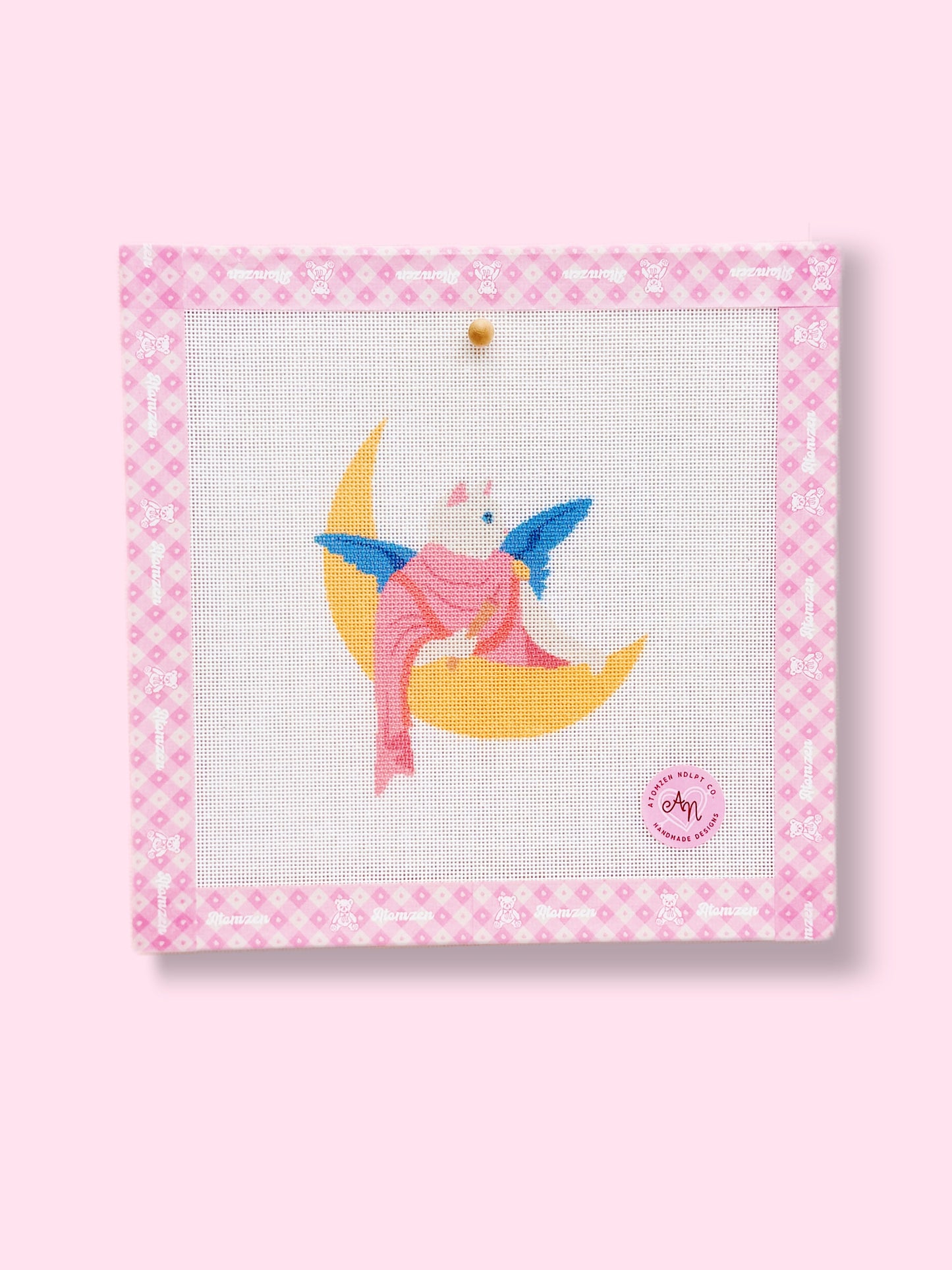 Angel Cat on Moon Needlepoint Kit