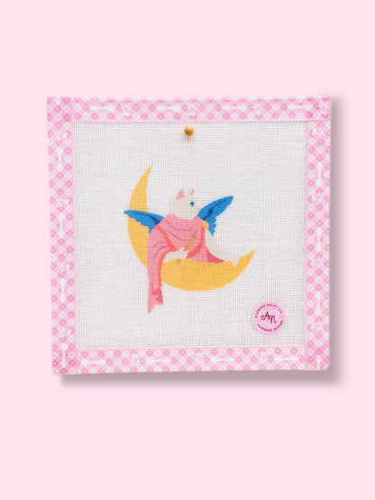 Angel Cat on Moon Needlepoint Kit