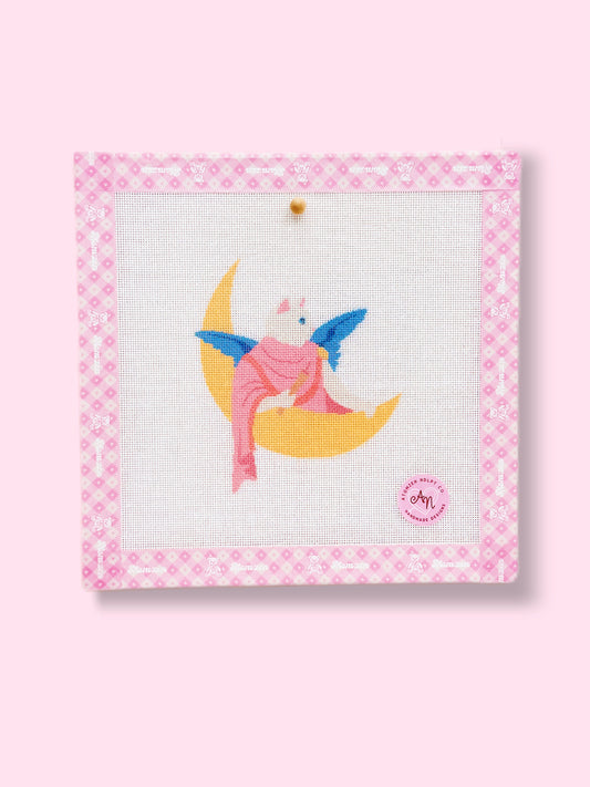 Angel Cat on Moon Needlepoint Kit