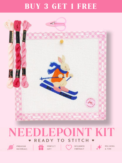 Skiing Bunny Needlepoint Kit
