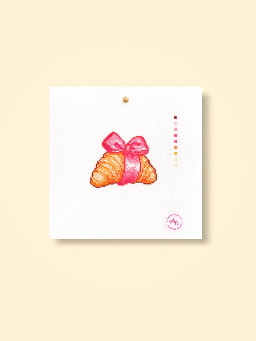 Pink Bow Croissant Needlepoint Kit