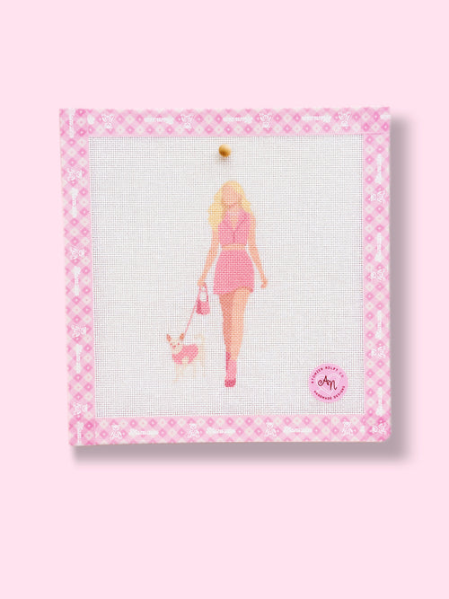 Girl Walking a Chihuahua Needlepoint Kit