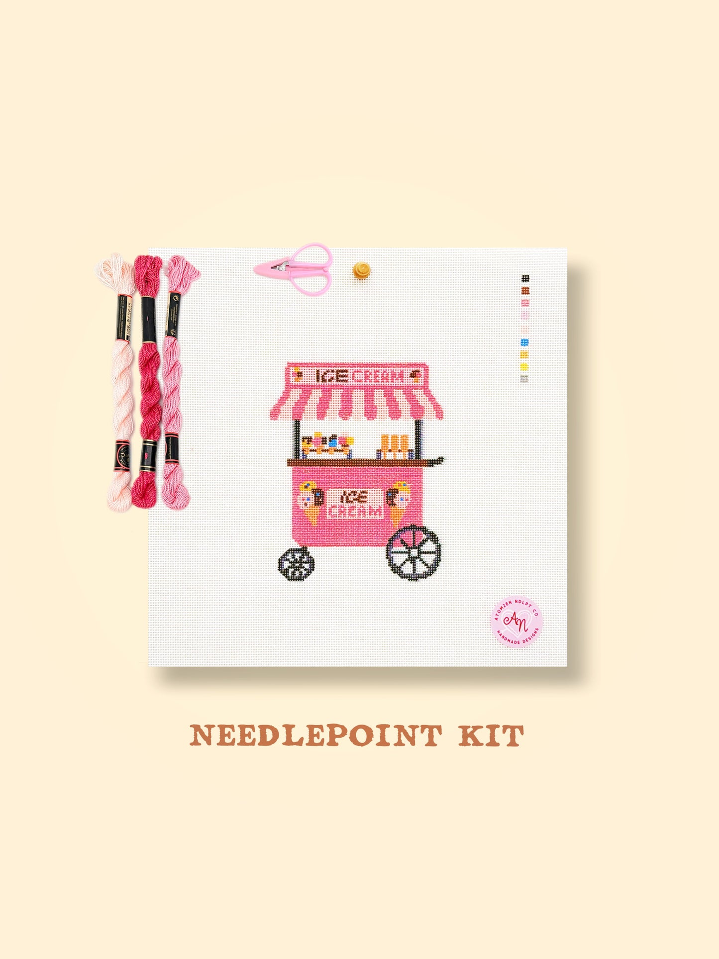 Ice Cream Cart Needlepoint Kit