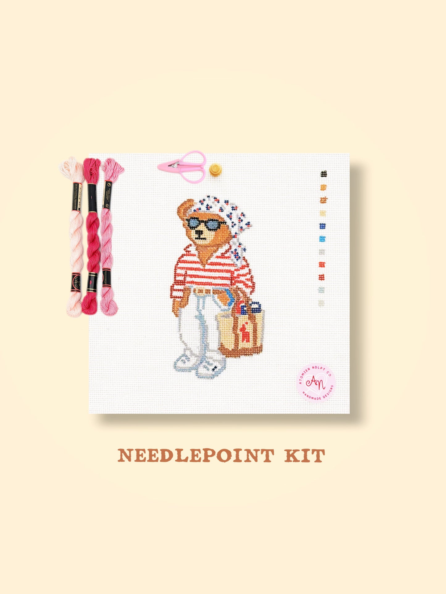 Striped shirt bear Needlepoint Kit