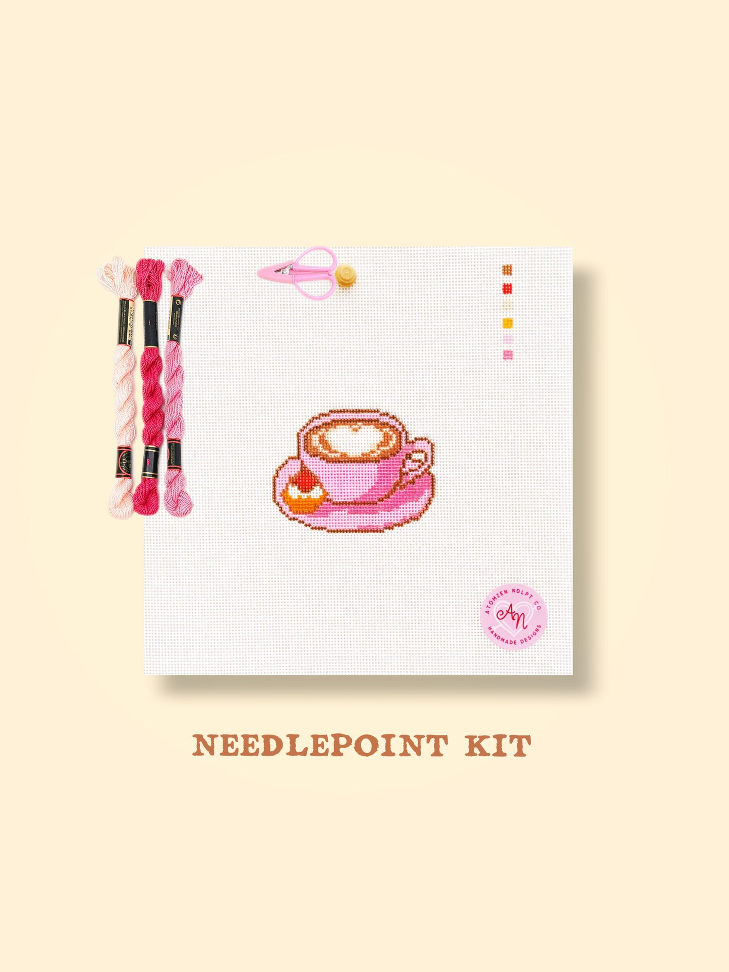Heart Latte Needlepoint Kit