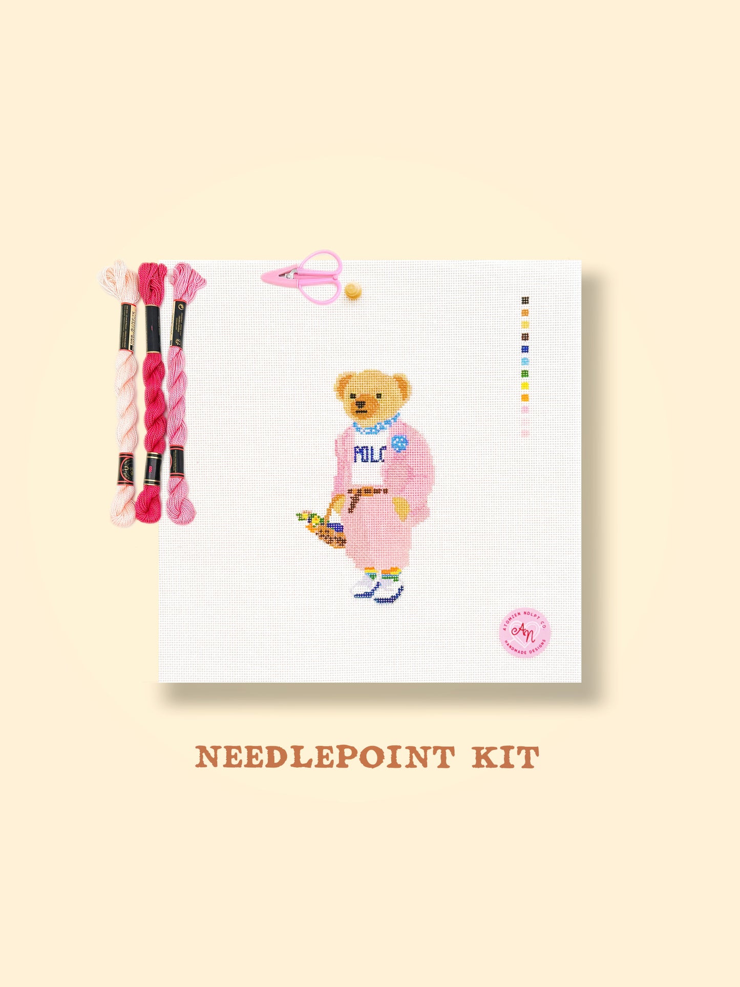 Pink Teddy Bear Needlepoint Kit
