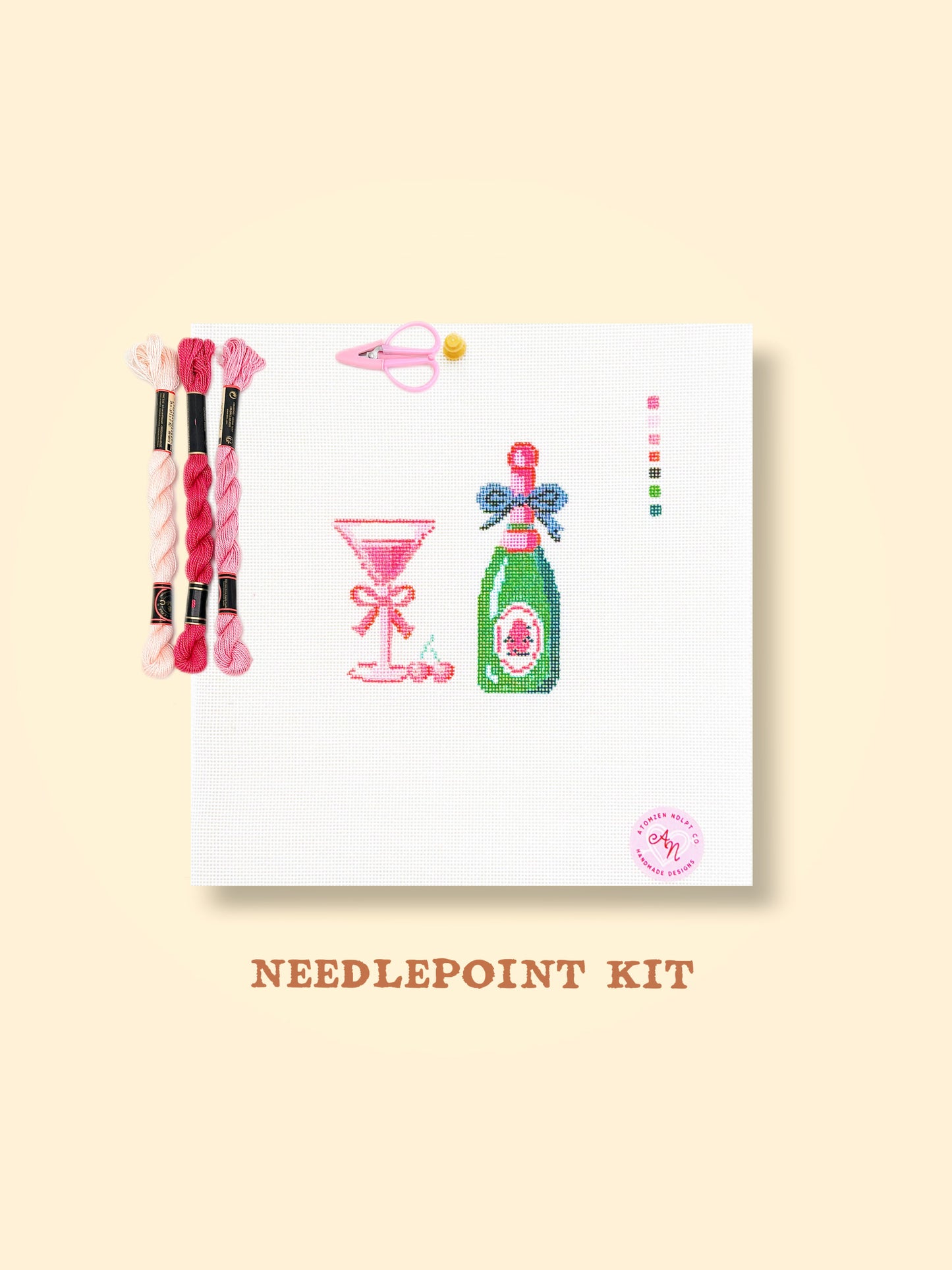 Cherry Champagne Hour Needlepoint Kit
