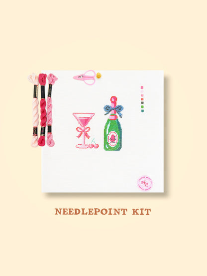 Cherry Champagne Hour Needlepoint Kit