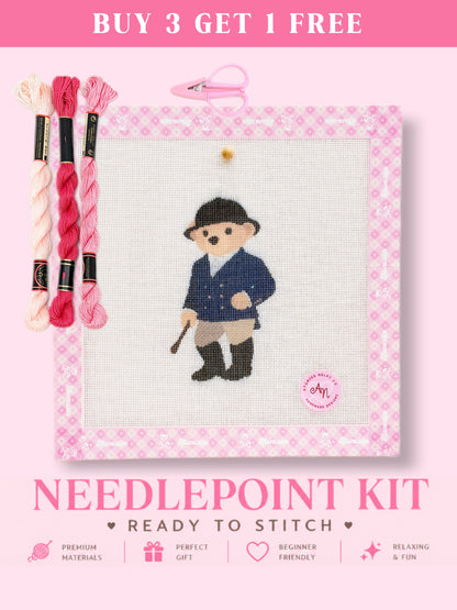 Equestrian Polo Bear Needlepoint Kit
