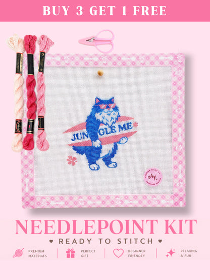 Surfing Cat Needlepoint Kit