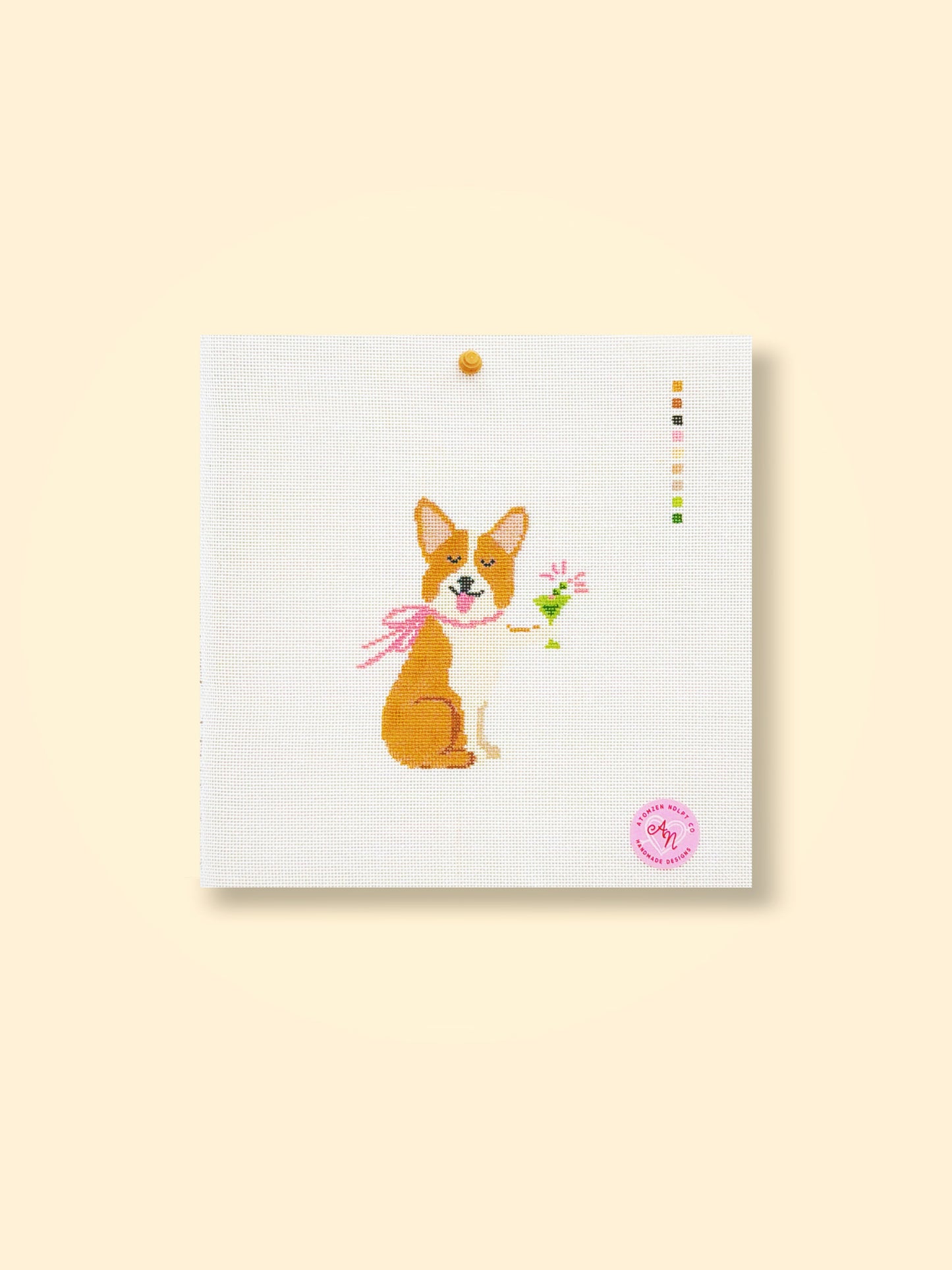 Corgi with Champagne Needlepoint Kit