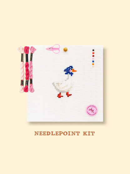Blue Headscarf Goose Needlepoint Kit