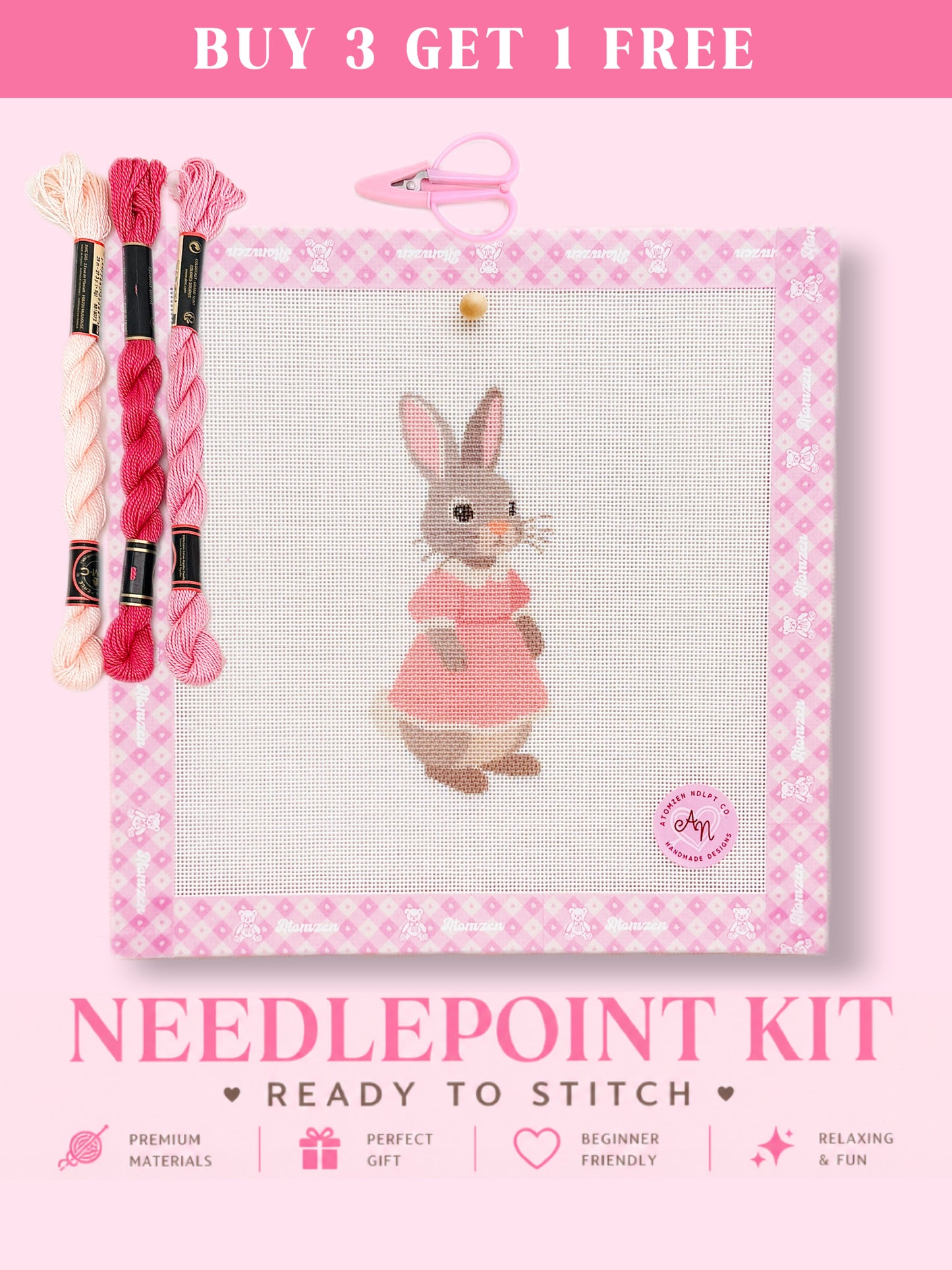 Pink Bunny Needlepoint Kit