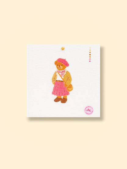 Pink Beret Bear Needlepoint Kit