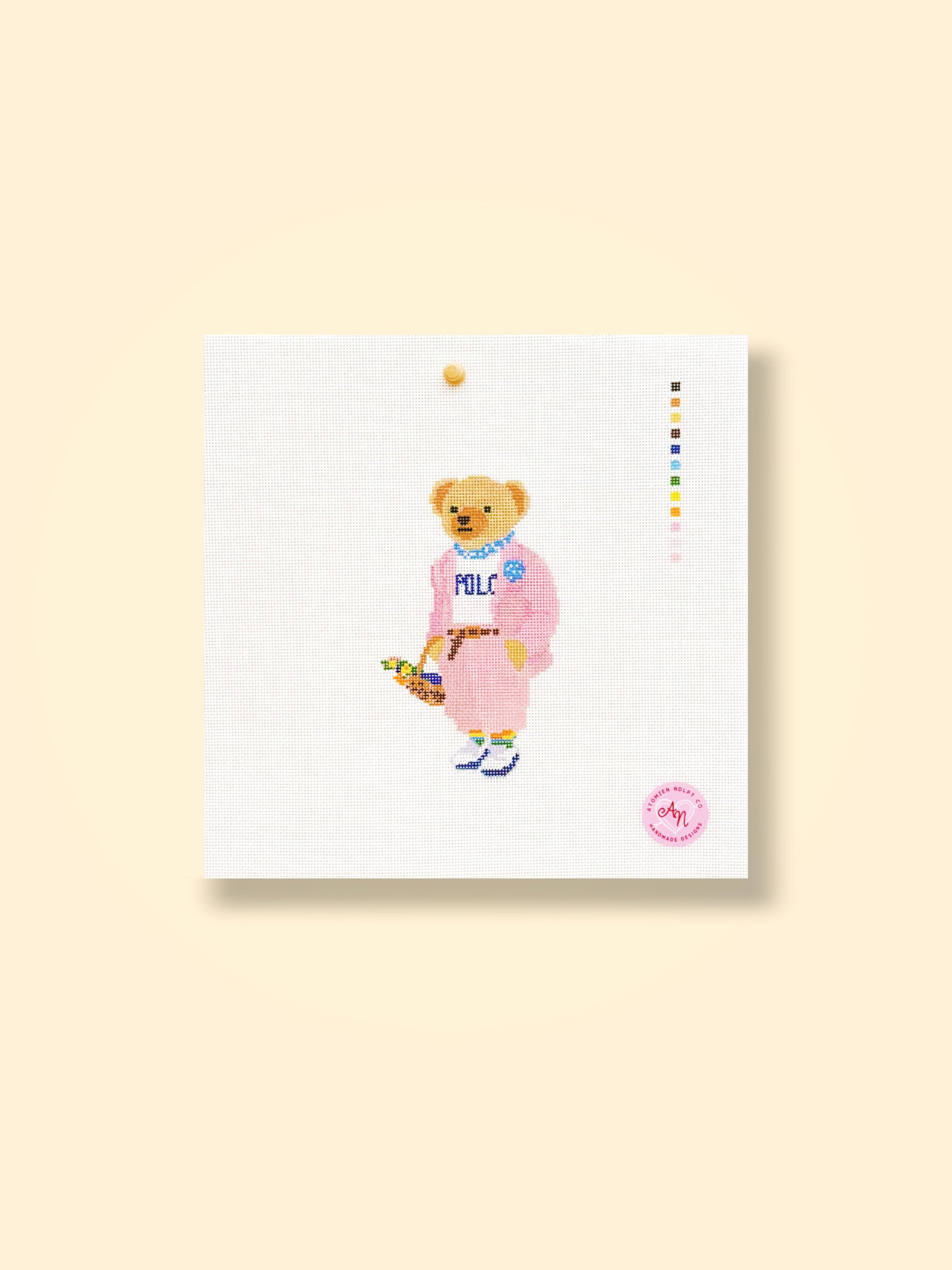 Pink Teddy Bear Needlepoint Kit