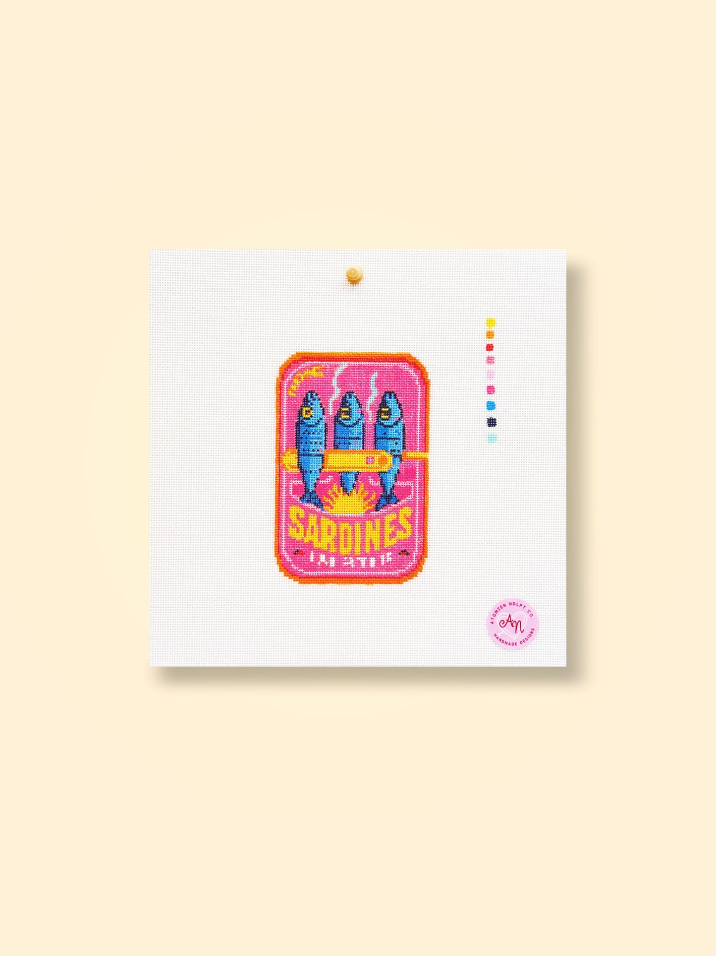 Pink Sardine Tin Needlepoint Kit