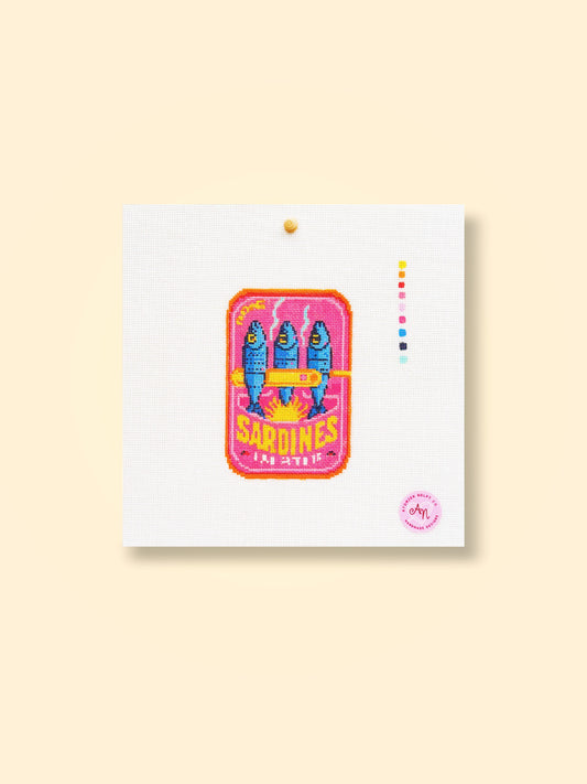 Pink Sardine Tin Needlepoint Kit